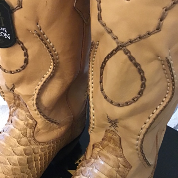 Cowboy boots- DAN POST Honey Waxy 9.5 EW Python - Picture 3 of 14
